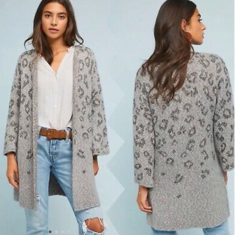 NWT Cupcakes And Cashmere Leopard Cardigan